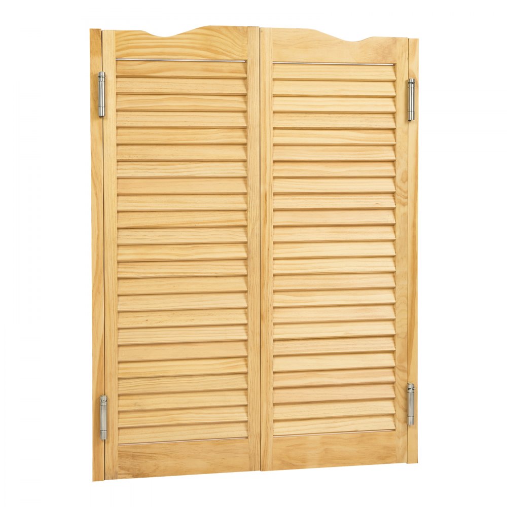 VEVOR Double Saloon Doors, 36"W x 42" H Arched Top Interior Swinging Cafe Doors, Premium Pine Wood, with Hinges & Hardware Kit, Easy to Install, for Hallway Kitchen Bar Pub Entrance, Log Color