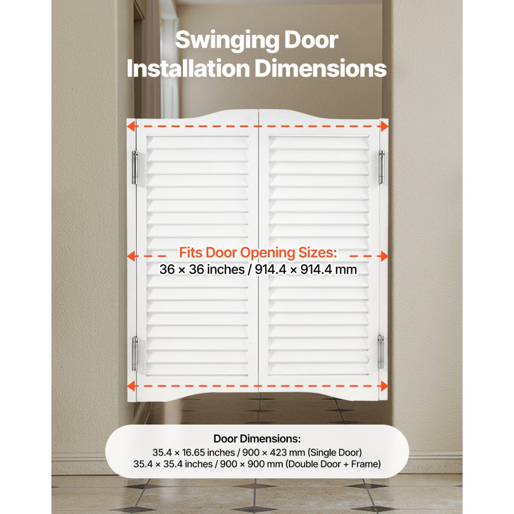VEVOR Double Saloon Doors, 36"W x 36" H Arched Top Interior Swinging Cafe Doors, Premium Pine Wood, with Hinges & Hardware Kit, Easy to Install, for Hallway Kitchen Bar Pub Entrance, White