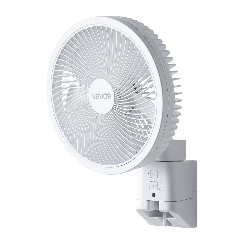 VEVOR 8.5 in Wall Mount Fan, Oscillating Hanging Fan with Remote Control, 10 ft Powerful Airflow, DC Motor, 4 Speeds & Timer, Auto 90° Horizontal & Manual Vertical Tilt, Ideal for Home, Office, RV