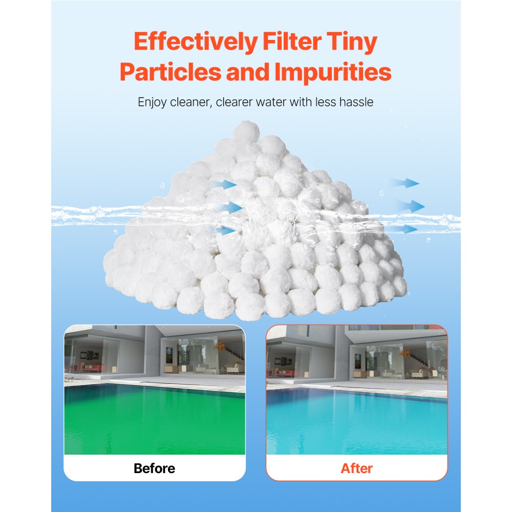 VEVOR Pool Filter Balls for Sand Filter, 4.6 lbs, Filter Balls Replace Pool Filter Sand, Reusable Polyester Fiber Filter Media Balls with Wash Bag, for Swimming Pool Above Ground Pool Aquarium Tank