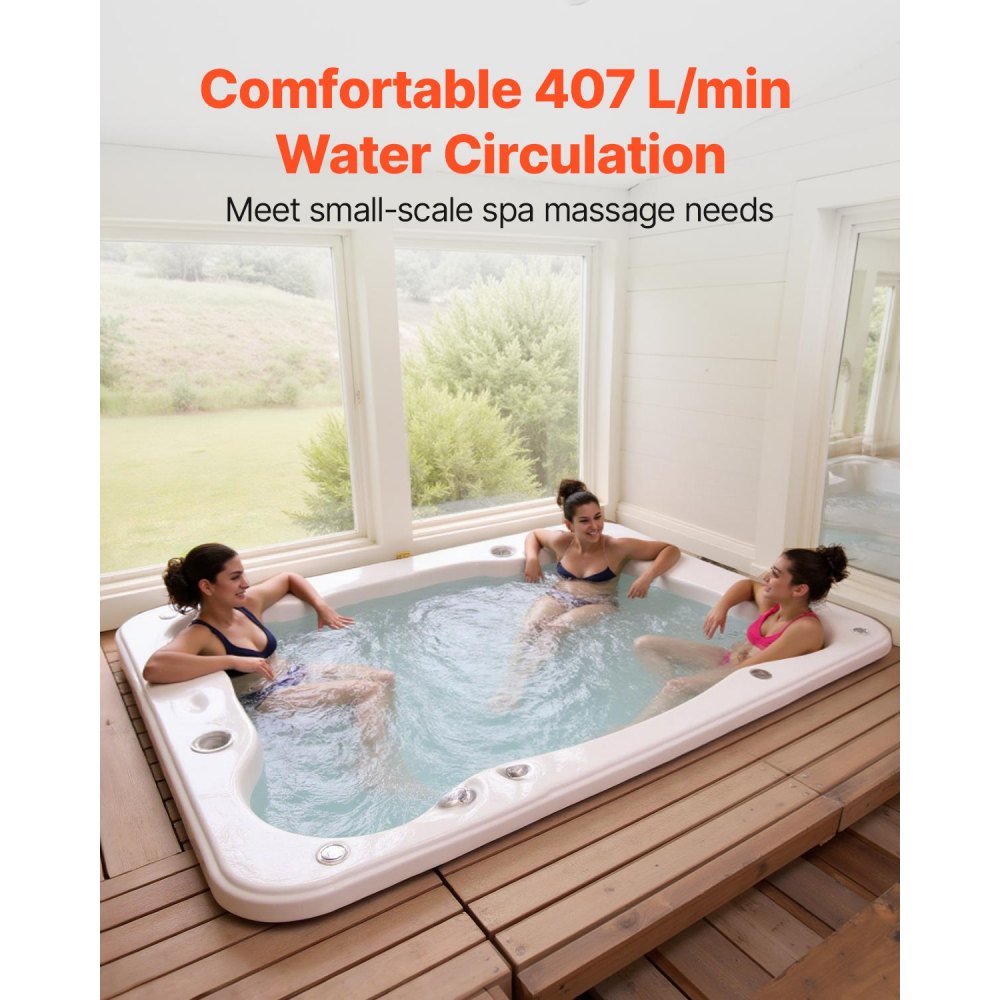 VEVOR SPA Pump, 1.5 HP, 110V Hot Tub Bathtub Circulation Pump with 1.5-Inch Port, 107.5 GPM Max Flow Rate, 54.13 ft/16.5 m Max Head Lift, 110-120V 60Hz, for Gecko #34-402-5002, Watkins #1431501-03