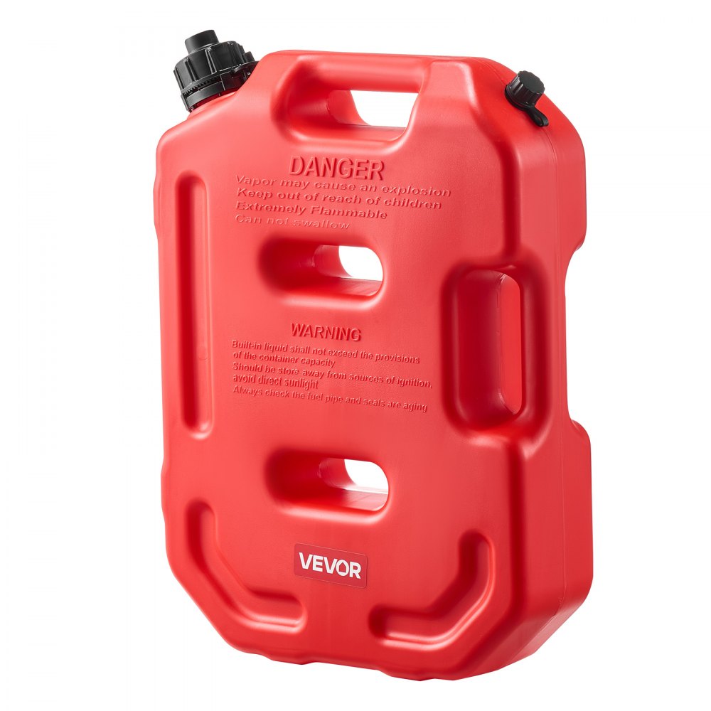 VEVOR Fuel Container, 2.6 Gallon, Gas Can with Spout and Lockable Bracket, 15 L/min Max Flow Rate, Secure & Leak-proof, Portable Flat Fluid Container for Most Cars Motorcycle ATV UTV, Red