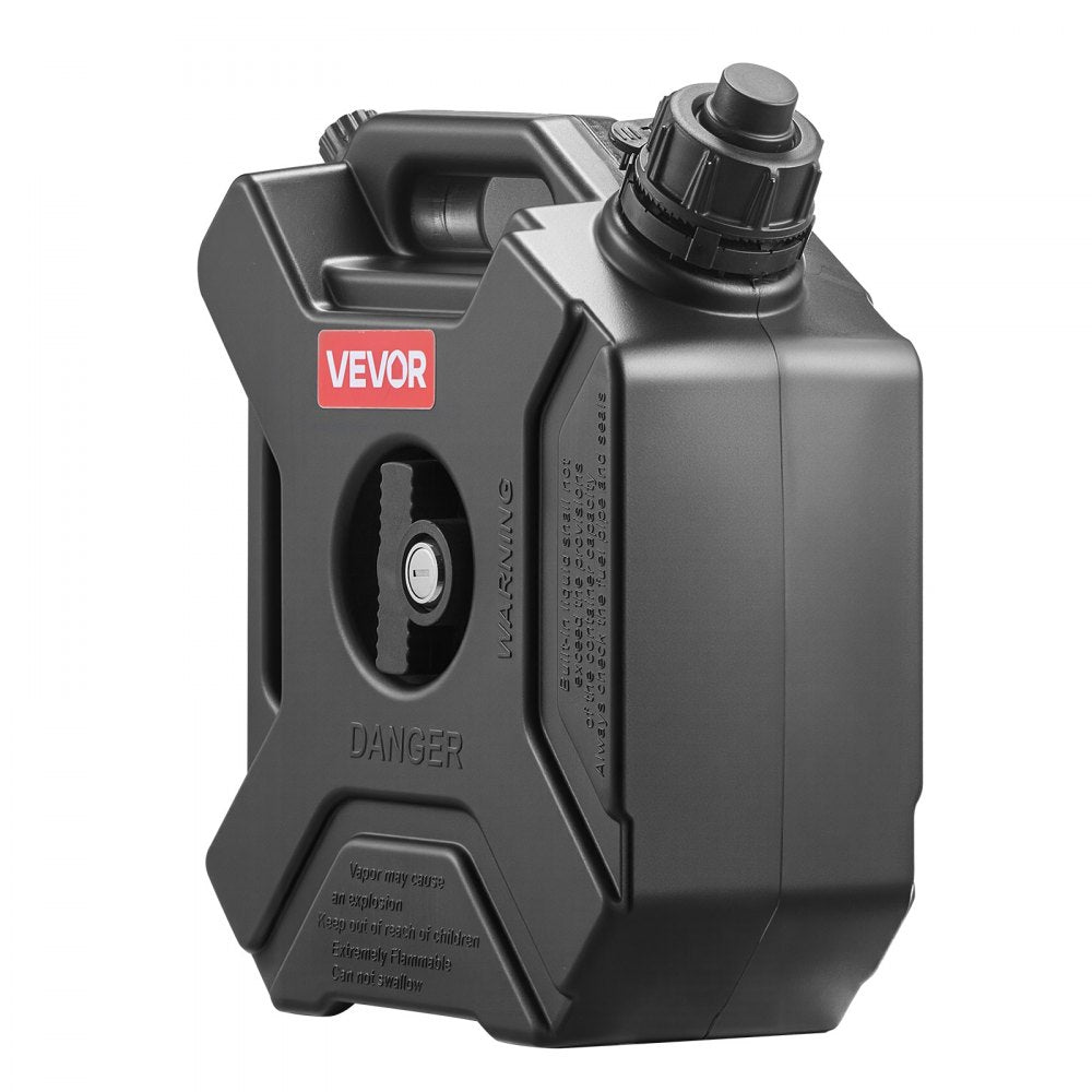 VEVOR Fuel Container, 1.3 Gallon, Gas Can with Spout and Lockable Bracket, 15 L/min Max Flow Rate, Secure & Leak-proof, Portable Flat Fluid Container for Most Cars Motorcycle ATV UTV, Black