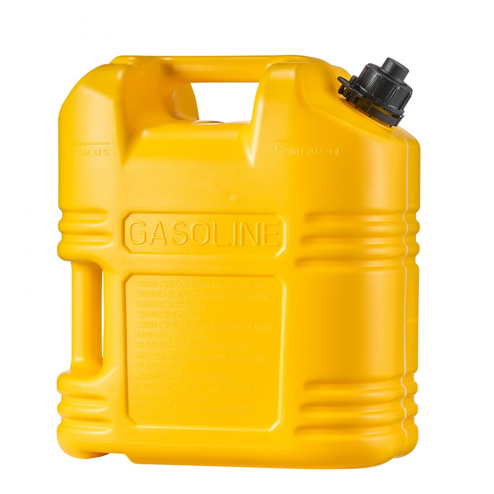 VEVOR Fuel Container, 5 Gallon, Gas Tank with Spout & Clear Scale, 15 L/min Max Flow Rate, Secure & Leak-proof, Portable Flat Fluid Container for Most Cars Motorcycle SUV ATV UTV, Yellow, 1 Pack