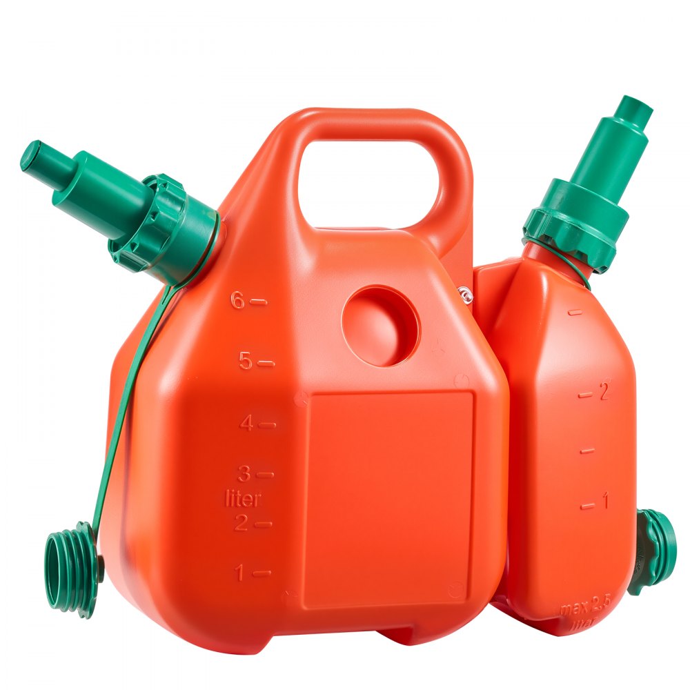 VEVOR Fuel Container, 1.6 Gallon, Fuel Tank with Spout & 0.5 Gallon Extra Oil Container, 5.5 L/min Max Flow Rate, Leak-proof and Portable Flat Fluid Container for Most Cars Motorcycle ATV UTV