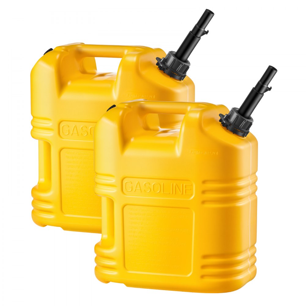 VEVOR Fuel Container, 5 Gallon, Gas Tank with Spout & Clear Scale, 15 L/min Max Flow Rate, Secure & Leak-proof, Portable Flat Fluid Container for Most Cars Motorcycle SUV ATV UTV, Yellow, 2 Packs