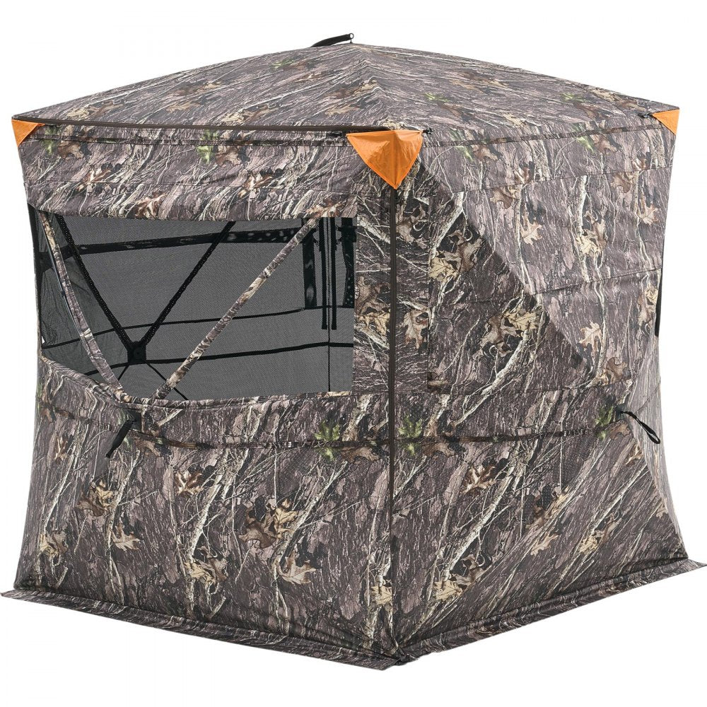 VEVOR Hunting Blind, 4-5 Person See Through Ground Blinds with Carrying Bag, 360 Degree Portable Camouflage Tent, Durable Concealed Shelter with Silent Zipper Door and Window, for Turkey and Deer