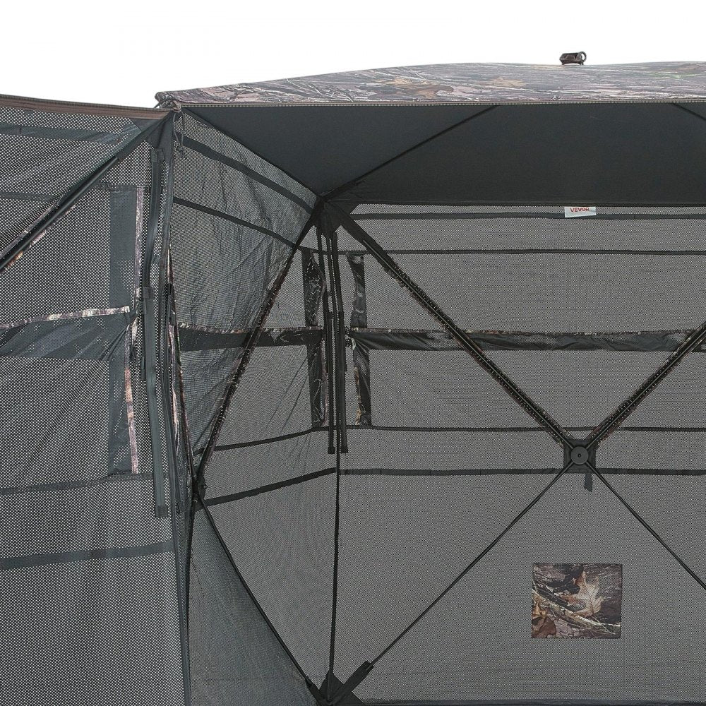 VEVOR Hunting Blind, 4-5 Person See Through Ground Blinds with Carrying Bag, 360 Degree Portable Camouflage Tent, Durable Concealed Shelter with Silent Zipper Door and Window, for Turkey and Deer