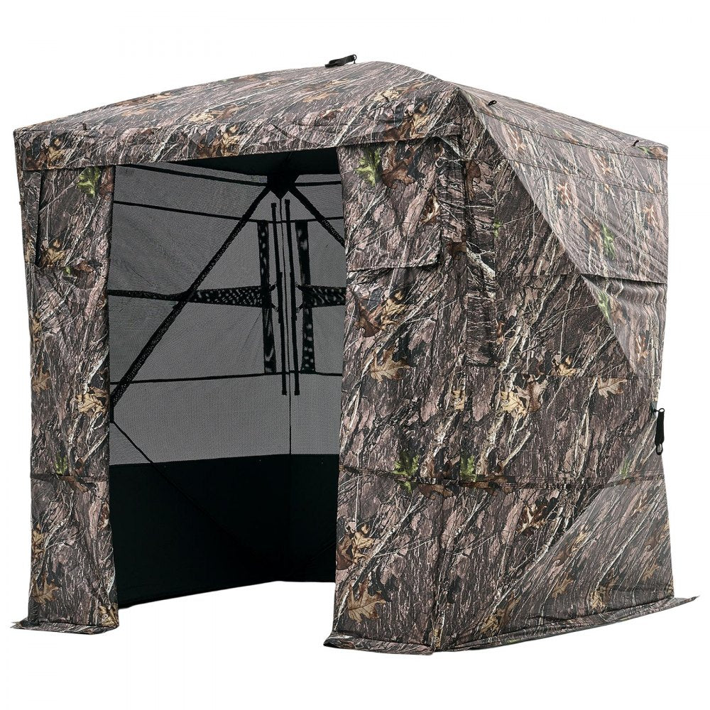 VEVOR Hunting Blind, 4-5 Person See Through Ground Blinds with Carrying Bag, 270 Degree Portable Camouflage Tent, Durable Concealed Shelter with Silent Magnetic Door and Window, for Turkey and Deer
