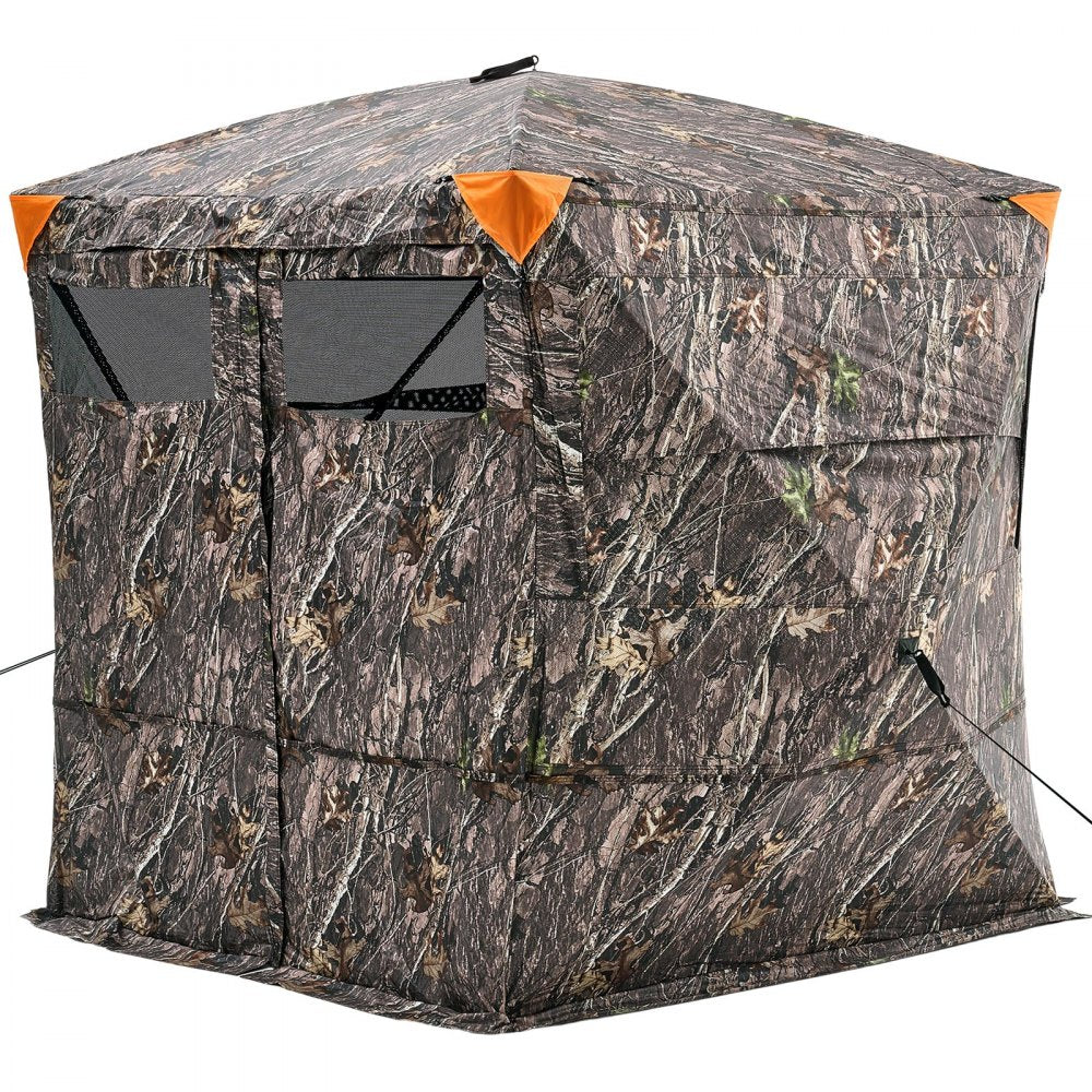 VEVOR Hunting Blind, 4-5 Person See Through Ground Blinds with Carrying Bag, 270 Degree Portable Camouflage Tent, Durable Concealed Shelter with Silent Magnetic Door and Window, for Turkey and Deer