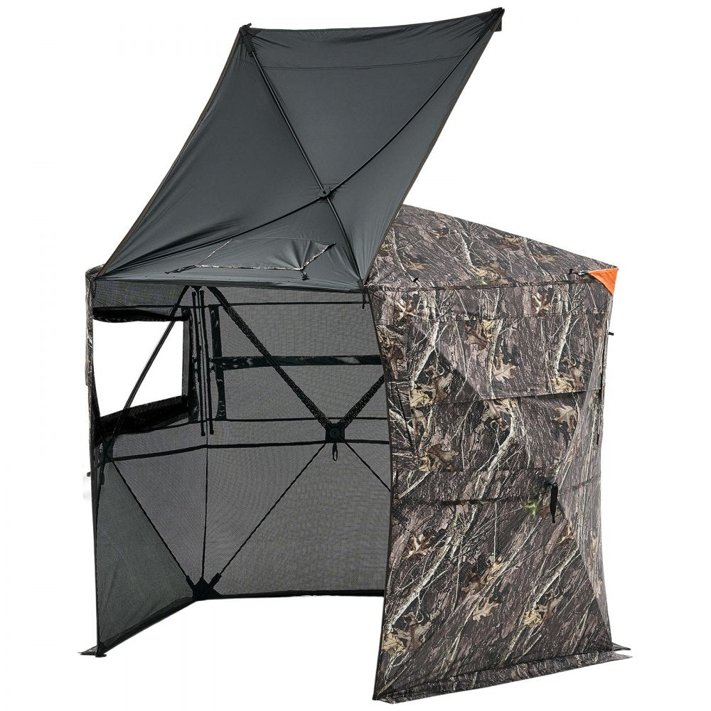 VEVOR Hunting Blind, 6-7 Person, 288 Degree 5 Side See-Through Ground Blinds with Carrying Bag, Portable Camouflage Tent, Durable Concealed Shelter with Silent Zipper Door and Window, for Turkey Deer