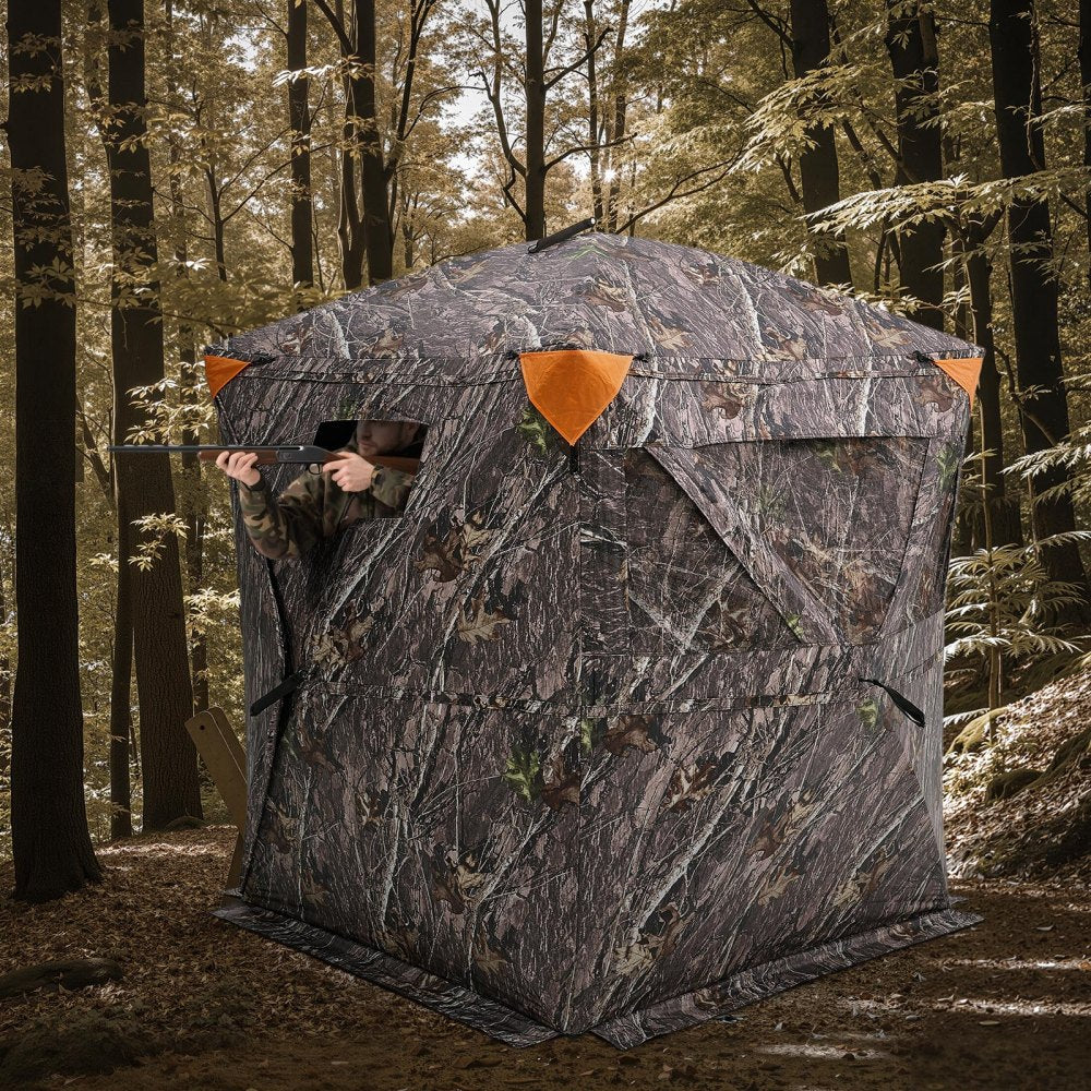 VEVOR Hunting Blind, 270° Ground Blind, 1-2 Person Pop Up Deer Blind for Hunting with Carrying Bag, Portable Resilient Hunting Tent, 3 Horizontal Windows for Turkey and Deer Hunting