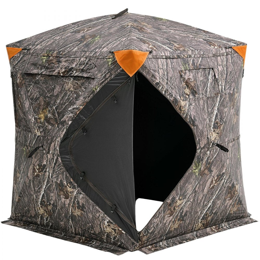 VEVOR Hunting Blind, 270° Ground Blind, 1-2 Person Pop Up Deer Blind for Hunting with Carrying Bag, Portable Resilient Hunting Tent, 3 Horizontal Windows for Turkey and Deer Hunting
