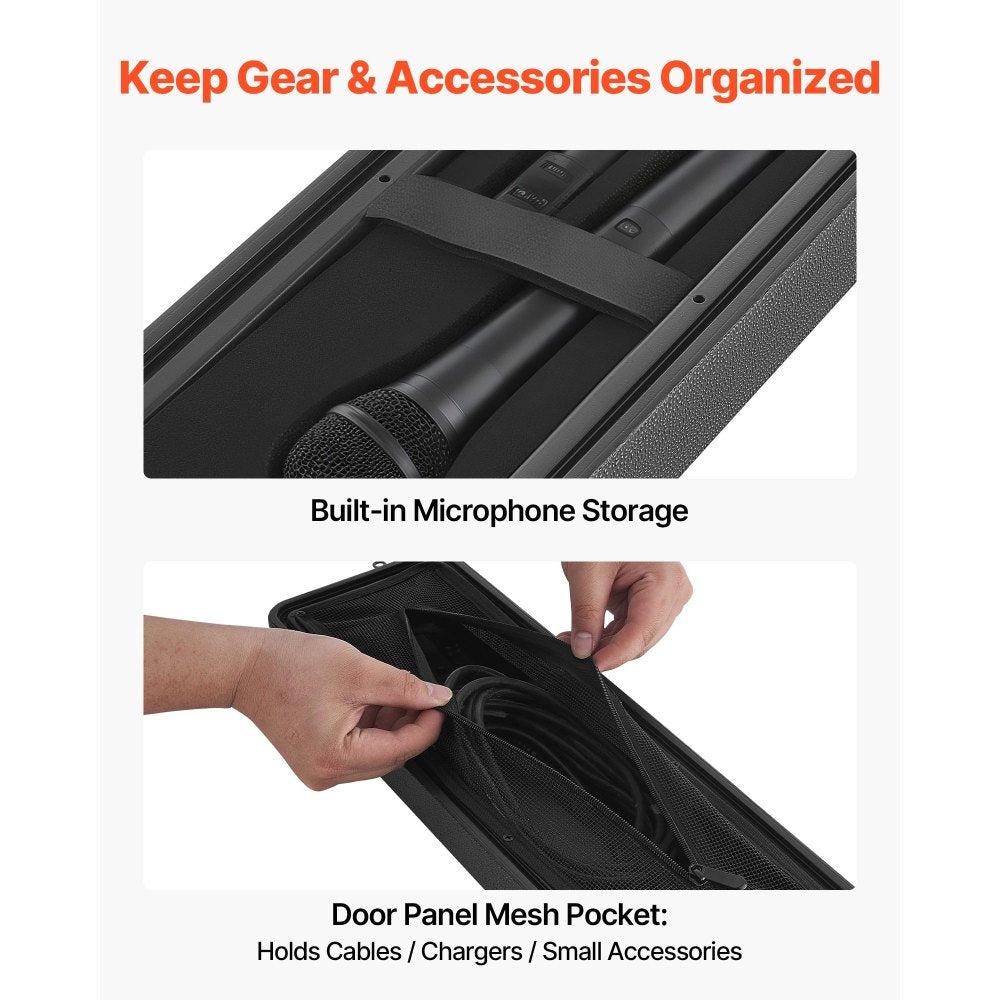 VEVOR 2U Rack Case, 12 in Depth, Rackmount Flight Case Shallow Rack with Microphone Compartment, Polyethylene Construction, Recessed Latches, Easy Installation, for Amplifier, 8.7 in Internal Depth
