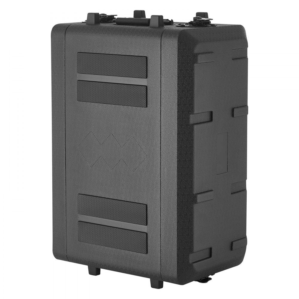 VEVOR 4U Rack Case, 12 in Depth, Rackmount Flight Case Shallow Rack with Microphone Compartment, Polyethylene Construction, Recessed Latches, Easy Installation, for Amplifier, 8.7 in Internal Depth