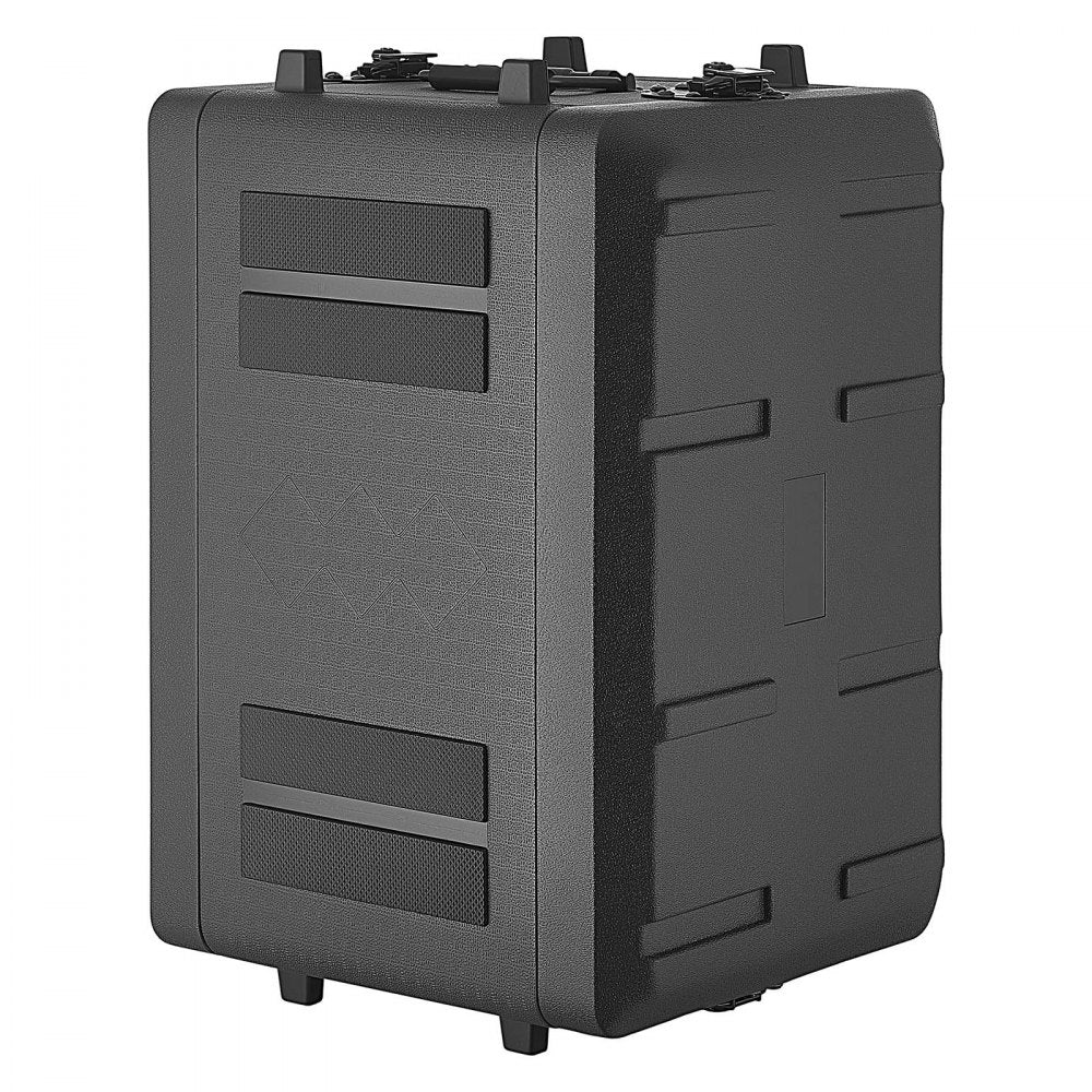 VEVOR 6U Rack Case, 12 in Depth, Rackmount Flight Case Shallow Rack with Microphone Compartment, Polyethylene Construction, Recessed Latches, Easy Installation, for Amplifier, 8.7 in Internal Depth
