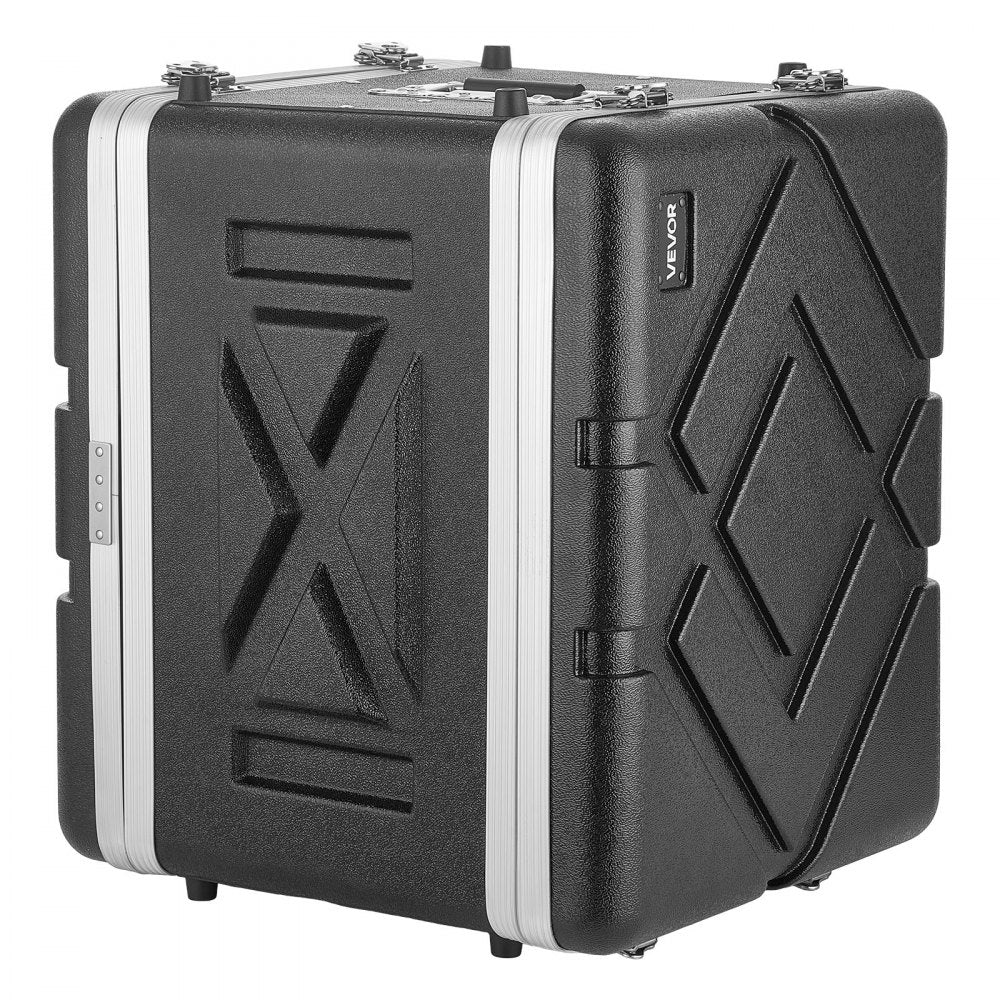 VEVOR 8U Rack Case, 14 in Depth, Server Rack Cabinet Shallow with ABS Construction, Recessed Twist Latches, Detachable Front & Back Cover, Easy Installation, for Amplifier, 11.4 in Internal Depth