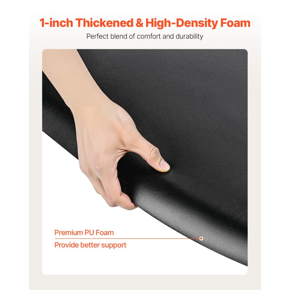 VEVOR Salon Mat for Hair Stylist, 3 x 4 FT Semi-circle Salon Chair Mat, 1-inch Thickened Anti Fatigue Barber Shop Floor Mat with Round Cut Out, Easy-to-Clean PVC Surface & Anti-Trip Beveled Edges