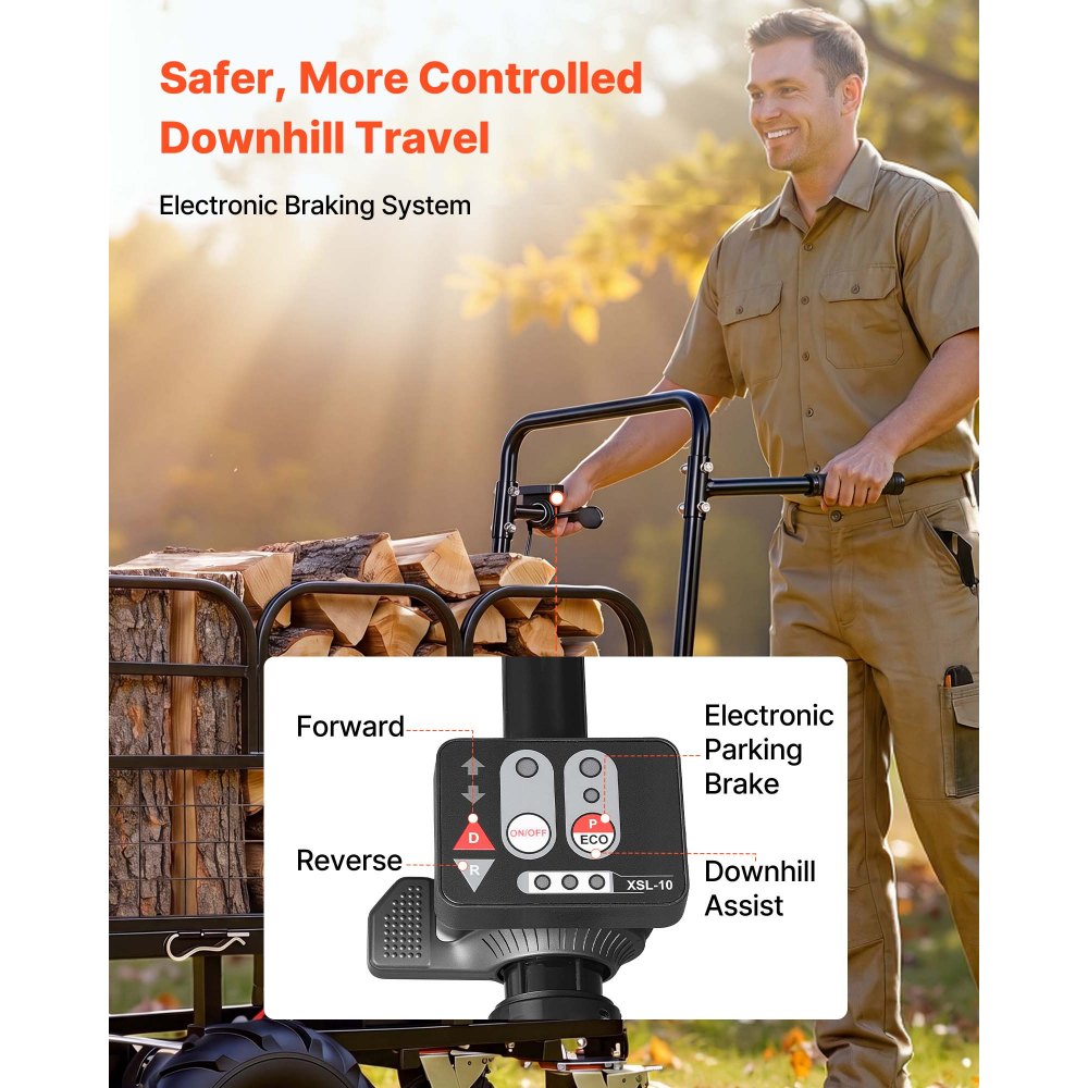 VEVOR Electric Utility Cart, 36V 432Wh Battery Powered Electric Wagon, 500W Power Wheelbarrow with Brake, 660 lbs Load Heavy Duty Steel Garden Cart for Farm and Yard All Purpose Modular Cargo Bed
