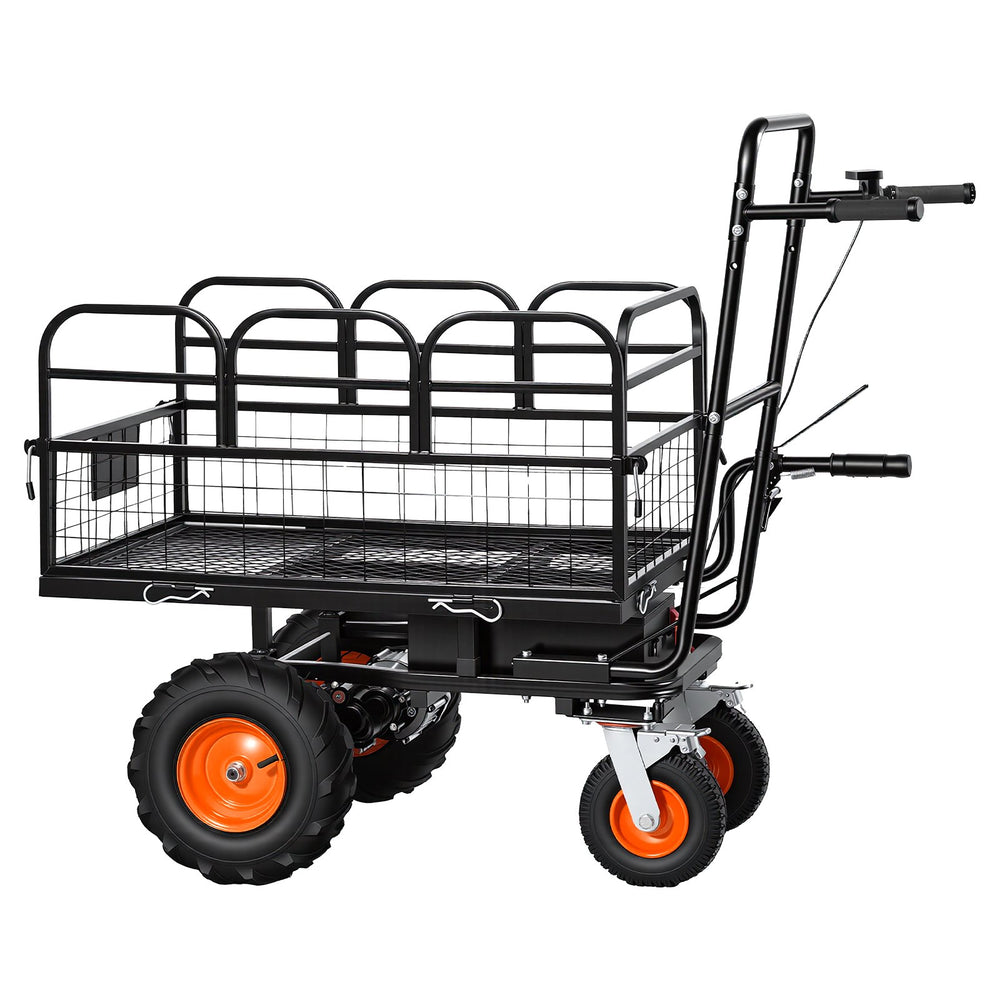 VEVOR Electric Utility Cart, 36V 432Wh Battery Powered Electric Wagon, 500W Power Wheelbarrow with Brake, 660 lbs Load Heavy Duty Steel Garden Cart for Farm and Yard All Purpose Modular Cargo Bed