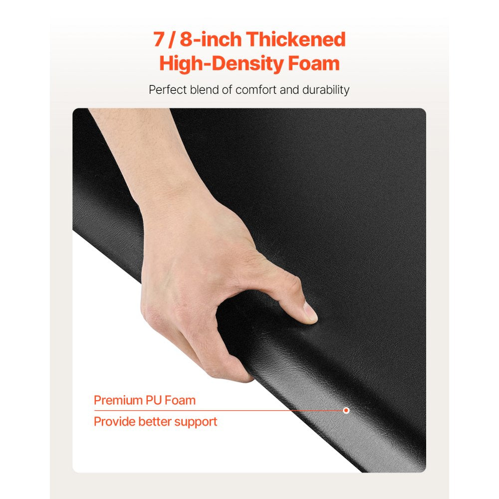 VEVOR Salon Mat for Hair Stylist, 3 x 5 FT Rectangle Salon Chair Mat Anti Fatigue, 7/8" Thickened PVC + PU Barber Shop Floor Mat with Round Cut Out, Anti-Trip Beveled Edges & Non-slip Bottom
