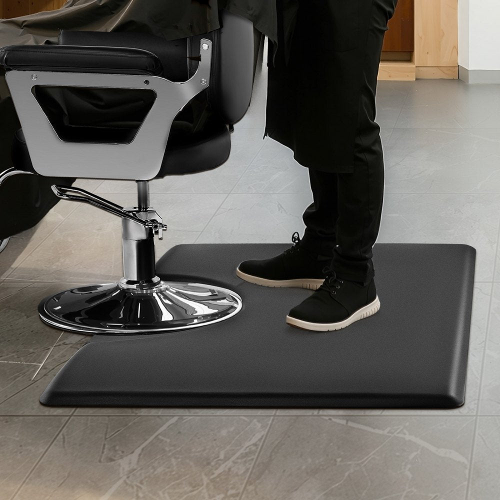 VEVOR Salon Mat for Hair Stylist, 3 x 5 FT Rectangle Salon Chair Mat Anti Fatigue, 7/8" Thickened PVC + PU Barber Shop Floor Mat with Round Cut Out, Anti-Trip Beveled Edges & Non-slip Bottom