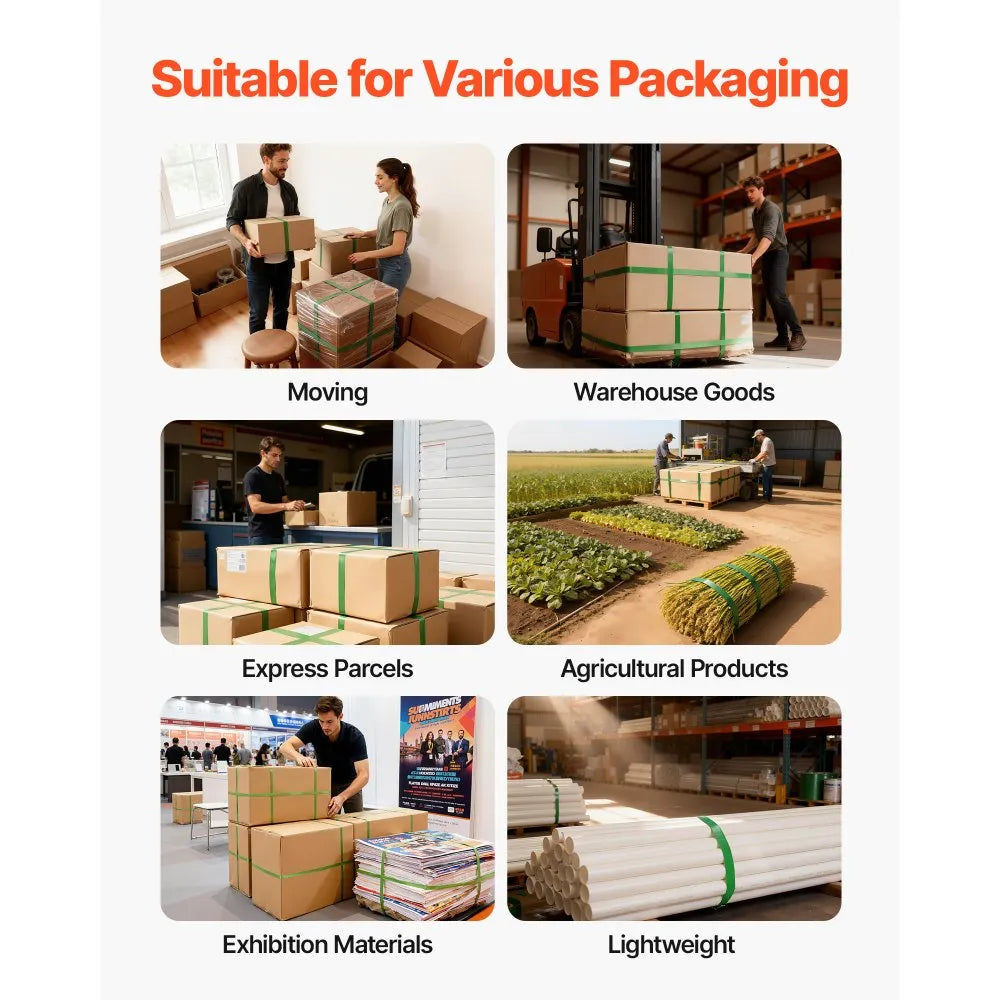 VEVOR Banding Strapping Kit, Heavy Duty Banding Sealer Tool with 1500 ft PET Band, 450 Metal Seals, 150 Corner Protectors & Gloves, Plastic Pallet Packaging Strapping Kit for Warehouse/Shipping/Moving