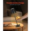 VEVOR Cordless Table Lamp, 2-Pack, 5200mAh Built-in Rechargeable Battery Desk Lamp, 3 Color Stepless Dimming Up, 3000-6500K Color Temperature, Table Light for Restaurant, Bedroom, Outdoor, Black