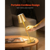 VEVOR Cordless Table Lamp, 2-Pack, 5200mAh Built-in Rechargeable Battery Desk Lamp, 3 Color Stepless Dimming Up, 3000-6500K Color Temperature, Table Light for Restaurant, Bedroom, Outdoor, Gold