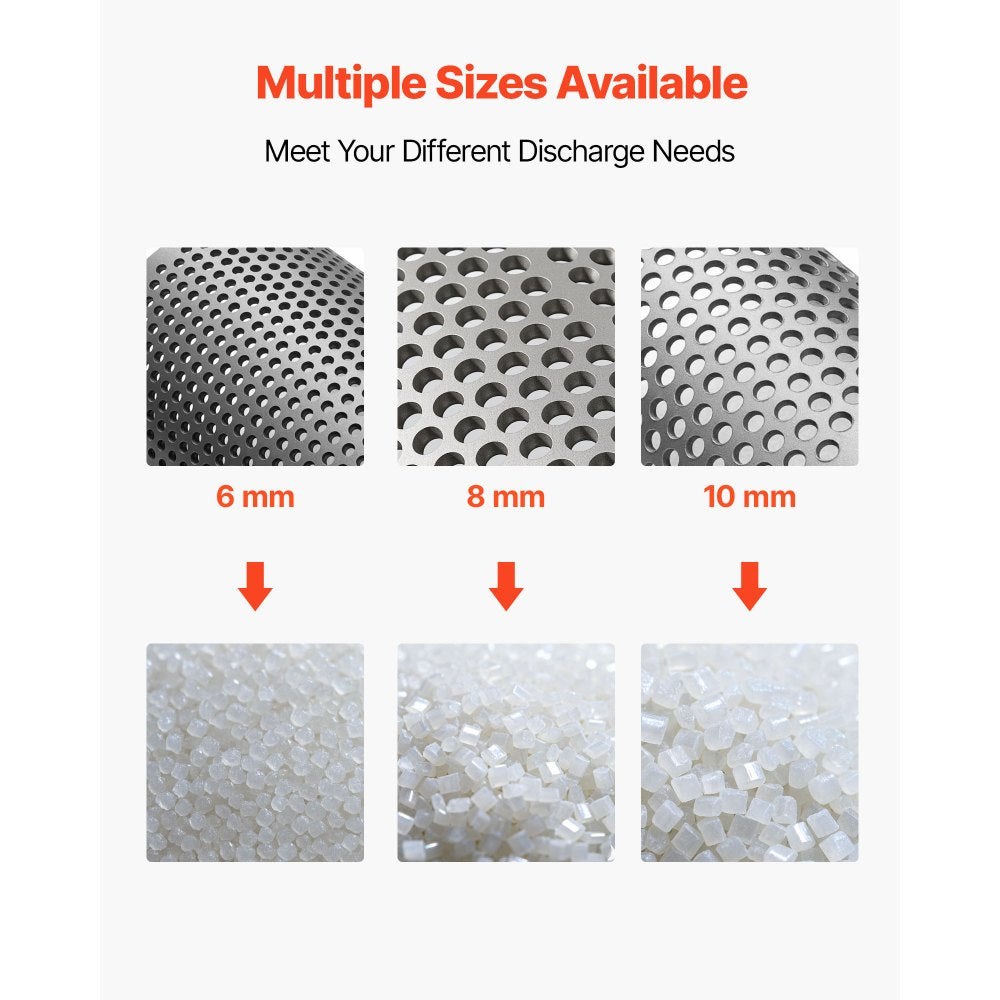 VEVOR Screen Mesh for Plastic Shredder, High-Quality Steel Durable Mesh, 0.315 in/8 mm High-Precision Aperture Screen, Compatible with Model 180 Plastic Grinder, Suitable for Small Particle Recycling