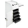 VEVOR Salon SPA Beauty Hairdressing Cart White Storage Trolley with 4 Drawers Rolling Wheels Lockable 2 Keys with Hairdryer Holder Space-Saving Side Tray