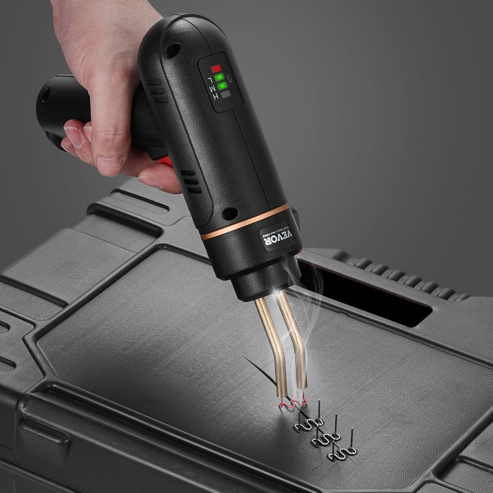 VEVOR Cordless Plastic Welder, 120W Plastic Welding Gun with 400PCS 4 Types Hot Staples, Rechargeable Hot Staple Welding Gun, Plastic Car Bumper Repair Kit for Kayak, Toys, Plastic Crack Repair