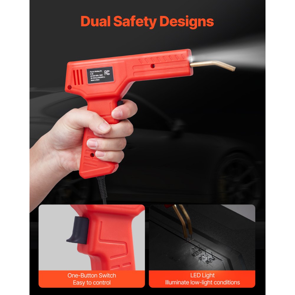 VEVOR Plastic Welder Kit Deluxe, 100W Plastic Welding Gun + 60 W/100W Soldering Iron, Professional Plastic Repair Welding Tool with 1000PCS Hot Staples & 60 Rods for Car Bumper Kayak Electronics Toys
