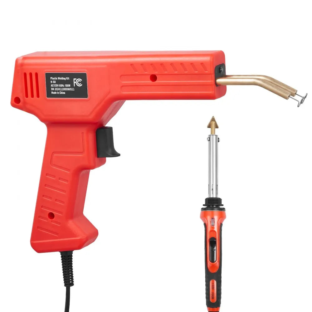 VEVOR Plastic Welder Kit Deluxe, 100W Plastic Welding Gun + 60 W/100W Soldering Iron, Professional Plastic Repair Welding Tool with 1000PCS Hot Staples & 60 Rods for Car Bumper Kayak Electronics Toys