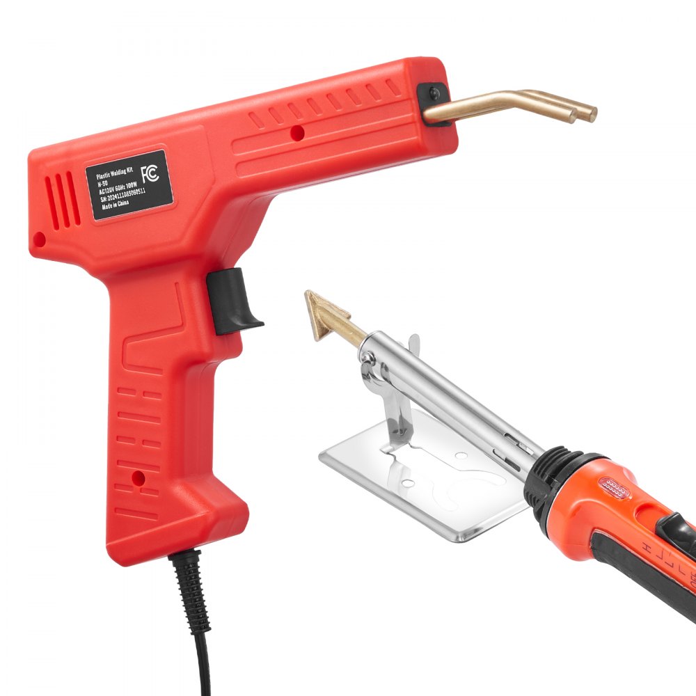 VEVOR Plastic Welder Kit Deluxe, 100W Plastic Welding Gun + 60 W/100W Soldering Iron, Professional Plastic Repair Welding Tool with 1000PCS Hot Staples & 60 Rods for Car Bumper Kayak Electronics Toys
