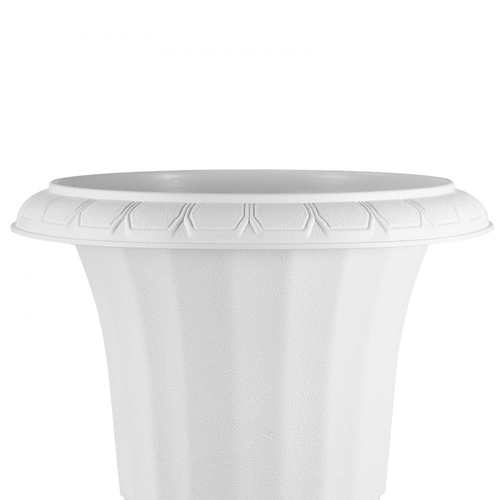 VEVOR Plastic Urn Planters, 9.8 x 16.5 Inch, 2 Pack White Classic Flower Pots Front Porch Planters, Indoor & Outdoor Vase for Wedding, Party, Event, Home, Stage, Garden, Balcony, Patio Decoration