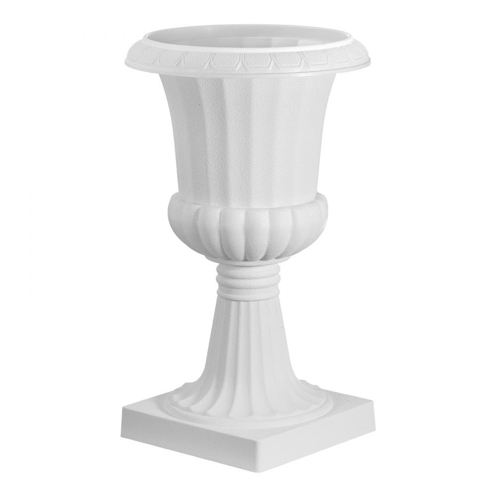 VEVOR Plastic Urn Planters, 9.8 x 16.5 Inch, 2 Pack White Classic Flower Pots Front Porch Planters, Indoor & Outdoor Vase for Wedding, Party, Event, Home, Stage, Garden, Balcony, Patio Decoration