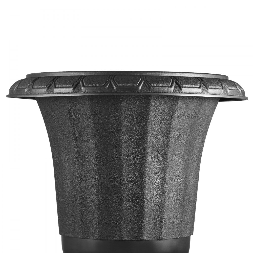 VEVOR Plastic Urn Planters, 9.8 x 16.5 Inch, 2 Pack Black Classic Flower Pots Front Porch Planters, Indoor & Outdoor Vase for Wedding, Party, Event, Home, Stage, Garden, Balcony, Patio Decoration