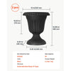 VEVOR Plastic Urn Planters 12.99"x14.96" 2 PCS Black Classic Urn Flower Pot, for Wedding, Party, Event, Home, Stage, Garden, Balcony, and Patio Decoration, Front Porch Planters, Indoor & Outdoor Vase