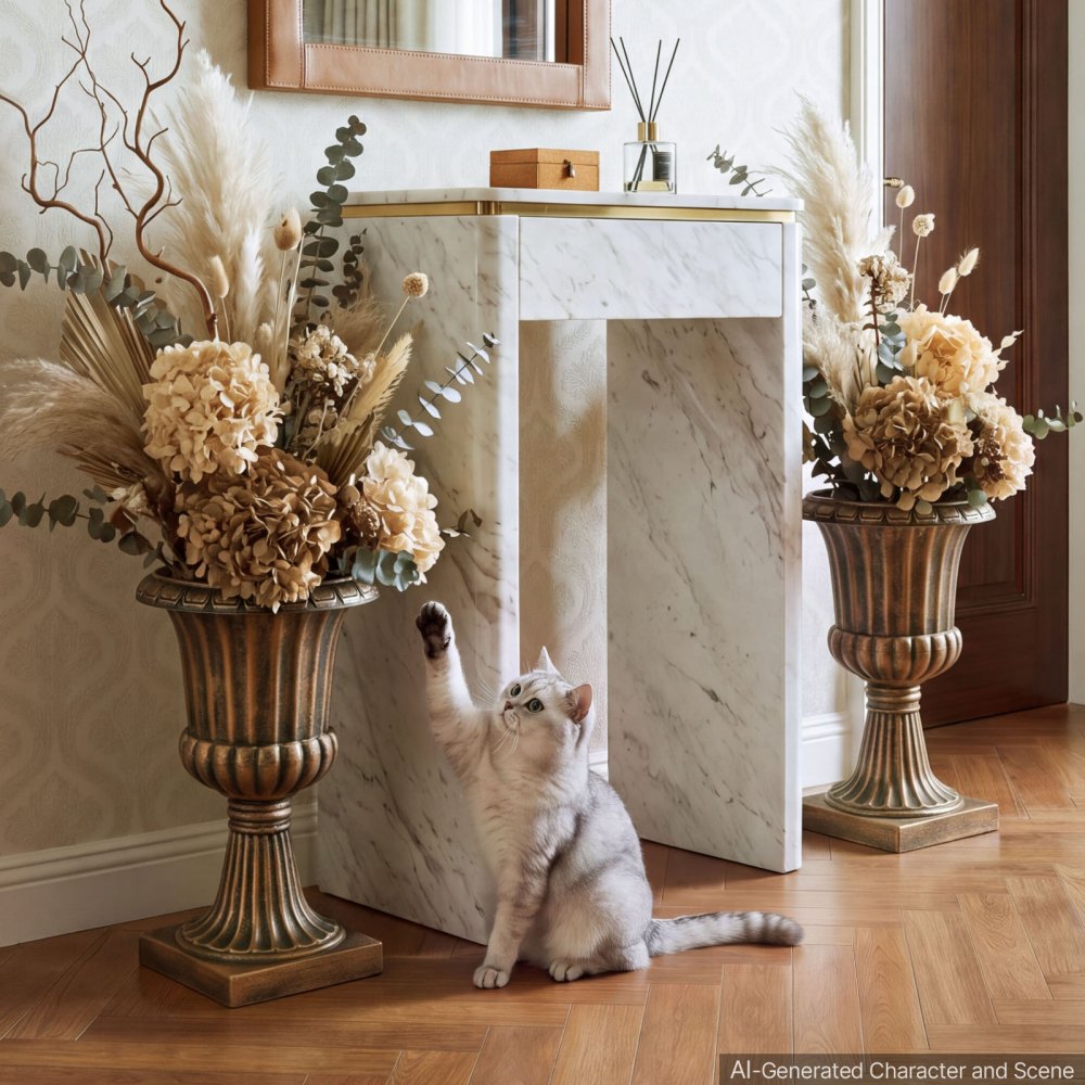 VEVOR Plastic Urn Planters 13.78"x22.83" 2 PCS Brass Classic Urn Flower Pot, for Wedding, Party, Event, Home, Stage, Garden, Balcony, and Patio Decoration, Front Porch Planters, Indoor & Outdoor Vase