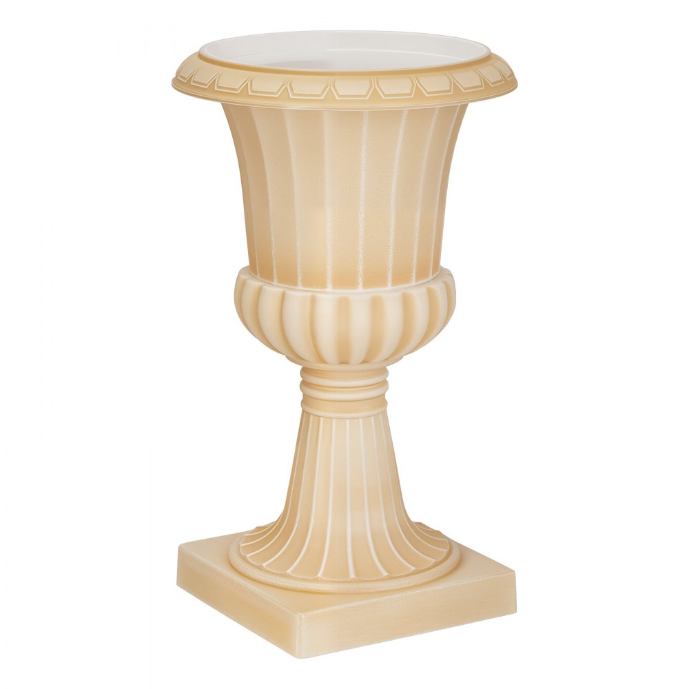 VEVOR Plastic Urn Planters 13.78"x22.83" 2 PCS Beige Classic Urn Flower Pot, for Wedding, Party, Event, Home, Stage, Garden, Balcony, and Patio Decoration, Front Porch Planters, Indoor & Outdoor Vase