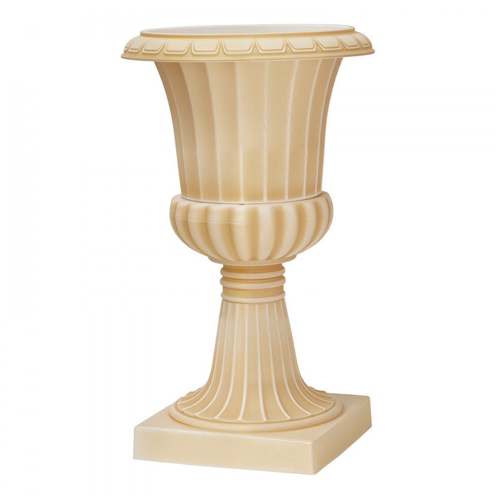 VEVOR Plastic Urn Planters 13.78"x22.83" 2 PCS Beige Classic Urn Flower Pot, for Wedding, Party, Event, Home, Stage, Garden, Balcony, and Patio Decoration, Front Porch Planters, Indoor & Outdoor Vase