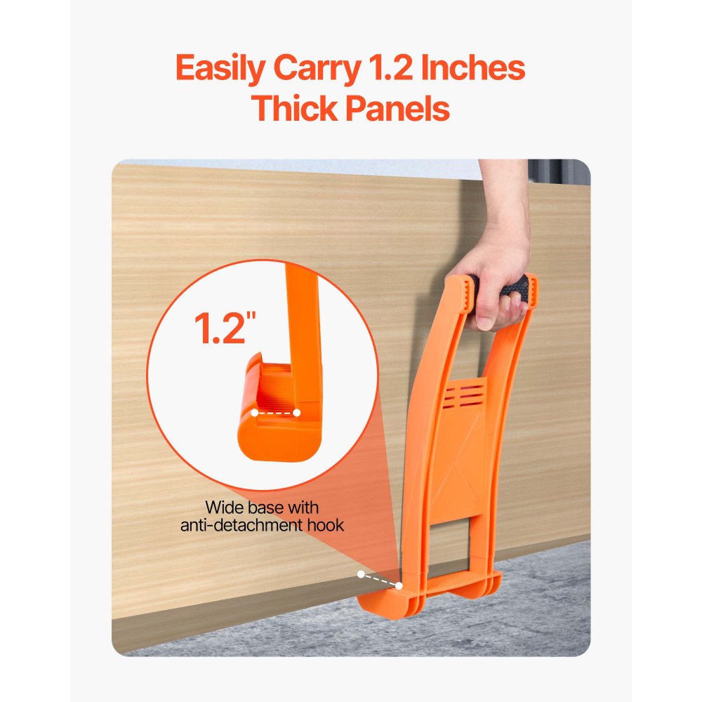 VEVOR Drywall Carrier, 2 Pack Plywood Carriers Handles, ABS Plastic Panel Carrier Tool with 176 lbs Load Bearing, Lift and Carry Panel Mover for Plywood, Drywall, Particleboard, Tempered Glass