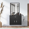 VEVOR Salon Organizer, Wall-Hanging Unit for Hairdressers, Complete with 3 Holders, Mirror, Dual-Door Storage, and Single Drawer, Black
