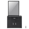 VEVOR Salon Organizer, Wall-Hanging Unit for Hairdressers, Complete with 3 Holders, Mirror, Dual-Door Storage, and Single Drawer, Black