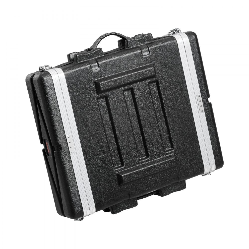 VEVOR 2U Rack Case, Standard 19 in Depth, Server Rack Cabinet with ABS Construction Handle Heavy-Duty Twist Butterfly Latches, Detachable Front & Back Panels, for Amps, Mixers, Microphone Receivers