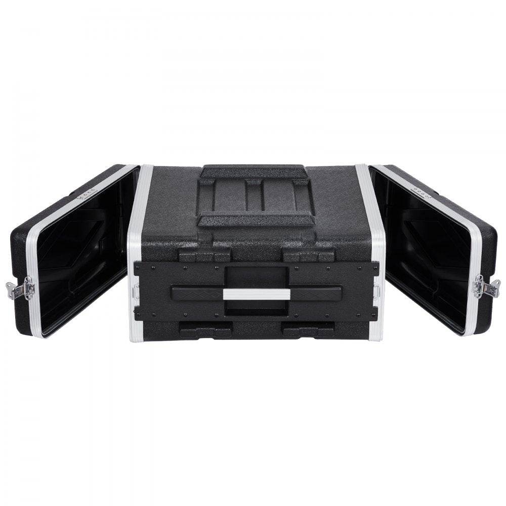 VEVOR 4U Rack Case, Standard 19 in Depth, Server Rack Cabinet with ABS Construction Handle Heavy-Duty Twist Butterfly Latches, Detachable Front & Back Panels, for Amps, Mixers, Microphone Receivers