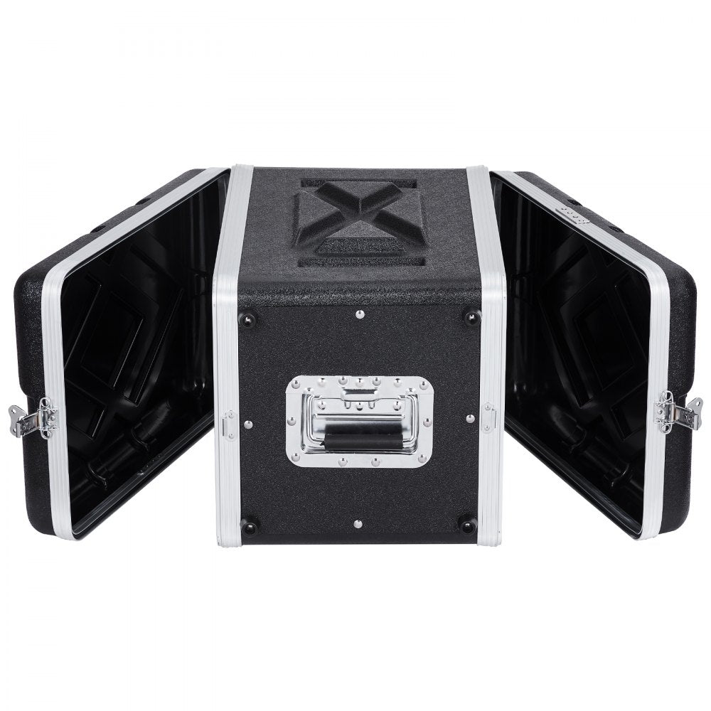 VEVOR 6U Rack Case, Standard 14 in Depth, Server Rack Cabinet with ABS Construction Handle Heavy-Duty Twist Butterfly Latches, Detachable Front & Back Panels, for Amps, Mixers, Microphone Receivers