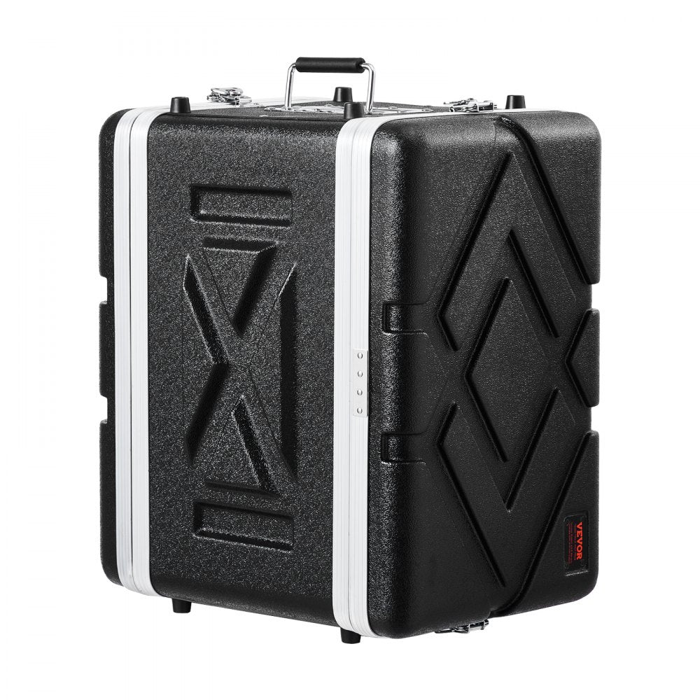 VEVOR 6U Rack Case, Standard 14 in Depth, Server Rack Cabinet with ABS Construction Handle Heavy-Duty Twist Butterfly Latches, Detachable Front & Back Panels, for Amps, Mixers, Microphone Receivers