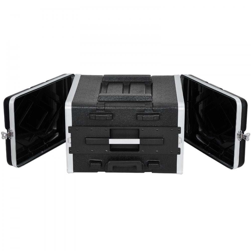 VEVOR 6U Rack Case, Standard 19 in Depth, Server Rack Cabinet with ABS Construction Wheels Heavy-Duty Twist Butterfly Latches, Detachable Front & Back Panels, for Amps, Mixers, Microphone Receivers